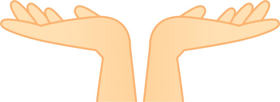 手首で支えているイラスト